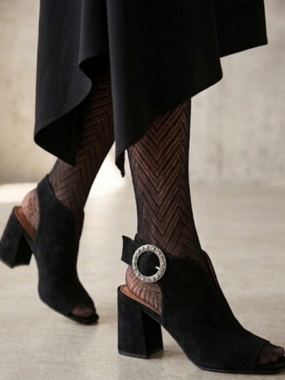 MIA Black Suede Slingback Heeled Booties